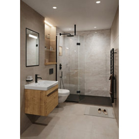 UKBathrooms Essentials Tuscany Bathroom PVC Wall Panel Pergamon Marble corner kit 1000x1000mm corner shower
