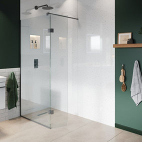 UKBathrooms Essentials Tuscany Bathroom PVC Wall Panel White Artic corner kit 1000x1000mm corner shower
