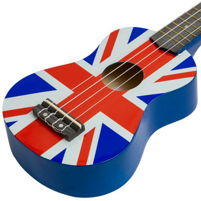 UKE10-UK Union Jack Soprano Ukulele with Bag, Felt Pick & Spare Strings