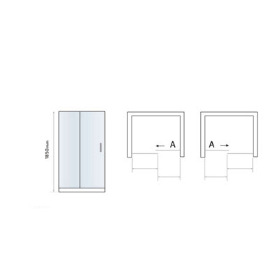 UKHomeLiving Avalon Sliding shower door for corner 1000mm door with 800mm panel Black - inc 1000x800mm shower tray and black waste