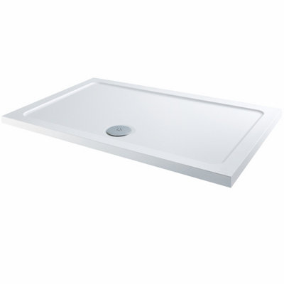UKHomeLiving Avalon Sliding shower door for corner 1000mm door with 800mm panel Black - inc 1000x800mm shower tray and black waste - 5