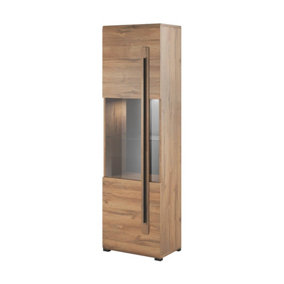 ulsa Modern Display Cabinet in Oak Grandson - W600mm x H2040mm x D390mm