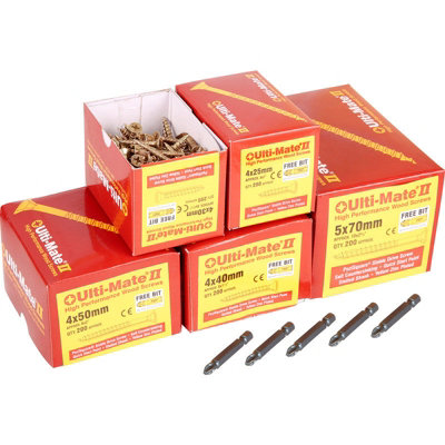 Ulti-mate Woodscrew Trade Box Of (1000 Screws)