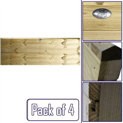 Ultimate Horizontal Tongue & Groove Fence Panel (Pack of 4) Width: 6ft (183cm) x Height: 2ft Interlocking Planks Fully Framed