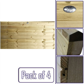 Ultimate Horizontal Tongue & Groove Fence Panel (Pack of 4) Width: 6ft (183cm) x Height: 3ft Interlocking Planks Fully Framed