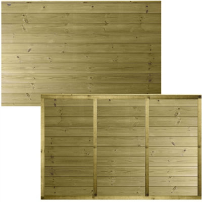 Ultimate Horizontal Tongue & Groove Fence Panel (Pack of 4) Width: 6ft (183cm) x Height: 4ft Interlocking Planks Fully Framed - 3