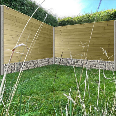 Ultimate Horizontal Tongue & Groove Fence Panel (Pack of 4) Width: 6ft (183cm) x Height: 4ft Interlocking Planks Fully Framed - 6