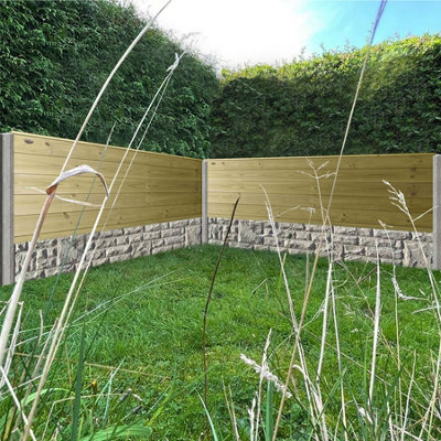 Ultimate Horizontal Tongue & Groove Fence Panel (Pack of 5) Width: 6ft (183cm) x Height: 2ft Interlocking Planks Fully Framed - 3