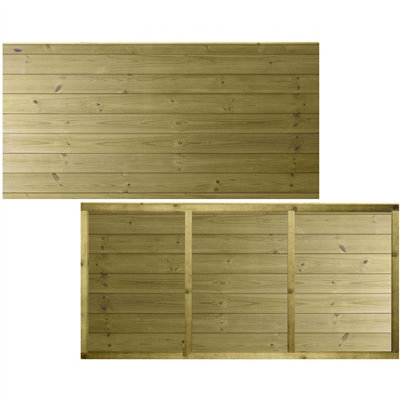 Ultimate Horizontal Tongue & Groove Fence Panel (Pack of 5) Width: 6ft (183cm) x Height: 3ft Interlocking Planks Fully Framed - 6