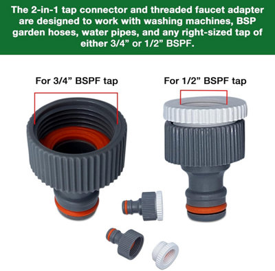 Ultimate Hose Fitting Set- 2in1 Tap Connector and Threaded Faucet ...