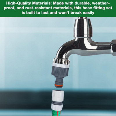 Ultimate Hose Fitting Set- 2in1 Tap Connector  and Threaded Faucet Adapter 3/4" or 1/2" BSP with Premium Hose End Connectors - 6
