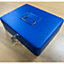 Ultimate Lockable 12" Cash Box - Steel Money Organiser with Note Compartments & 8 Section Coin Tray - H9 x W30 x D24cm, Blue