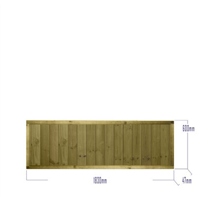 Ultimate Vertical Tongue & Groove Fence Panel (Pack of 4) Width: 6ft x Height: 2ft Interlocking Planks Fully Framed - 3