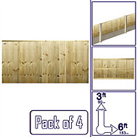 Ultimate Vertical Tongue & Groove Fence Panel (Pack of 4) Width: 6ft x Height: 3ft Interlocking Planks Fully Framed