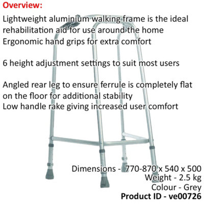 Ultra Narrow Lightweight Walking Frame - Slim Design - 490mm Width - Medium
