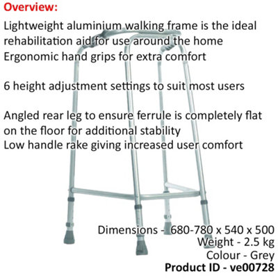 Ultra Narrow Lightweight Walking Frame - Slim Design - 490mm Width - Small