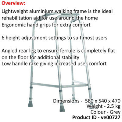 Ultra Narrow Lightweight Walking Frame - Slim Design - 540mm Width - Paediatric