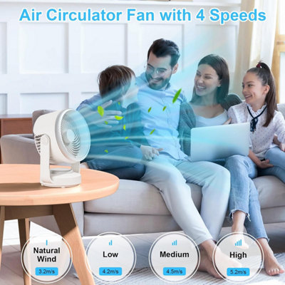 ULTRA QUIET PORTABLE TABLE FAN, 5400MAH, 4 SPEEDS, ADJUSTABLE TILT, AIR ...