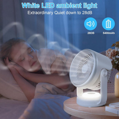 ULTRA QUIET PORTABLE TABLE FAN, 5400MAH, 4 SPEEDS, ADJUSTABLE TILT, AIR ...