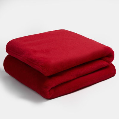 Ultra Soft Blanket Throw Warm Flannel Fleece, Red - 100 x 120cm