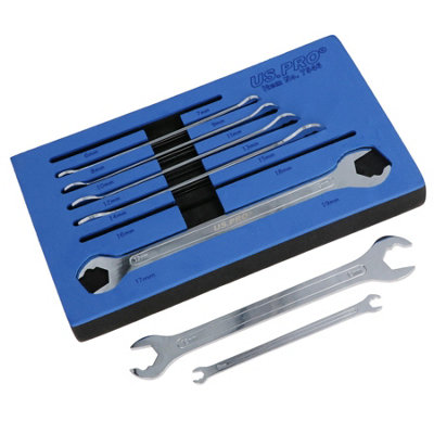 Ultra Thin Ratcheting Action Spanner Wrench Set Double Ended 6 - 19mm 7pc