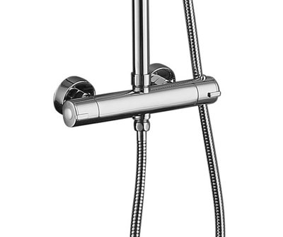 Ultra Thin Round Thermostatic Mixer Shower Dual Control Twin Head + Fast Fit Kit - 6