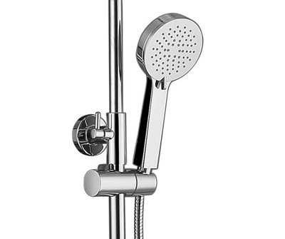 Ultra Thin Round Thermostatic Mixer Shower Dual Control Twin Head + Fast Fit Kit - 7