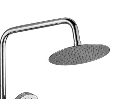 Ultra Thin Round Thermostatic Mixer Shower Dual Control Twin Head + Fast Fit Kit - 8
