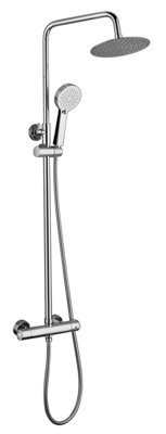 Ultra Thin Round Thermostatic Mixer Shower Dual Control Twin Head + Fast Fit Kit - 9