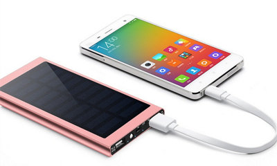 Ultra Thin Solar Dual USB Power Bank- Rose Gold