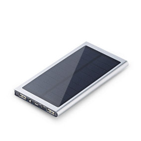 Ultra Thin Solar Dual USB Power Bank- Silver