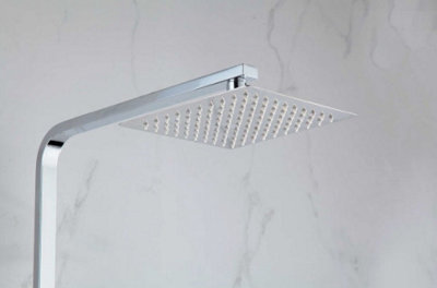 Ultra Thin Square Thermostatic Mixer Shower Dual Control Twin Head +Fast Fit Kit - 7