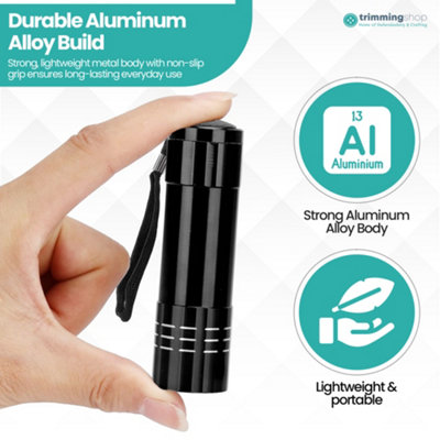 Ultra Violet Torch, UV Flashlight, 3 x AAA Batteries (Not Included), Black
