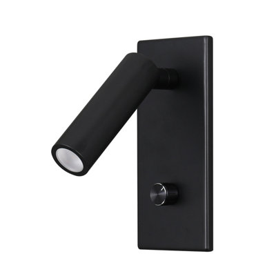 UltraBeam Bedroom Reading Light Recessed Wall or Headboard Mounted Dimmable LED Black Finish