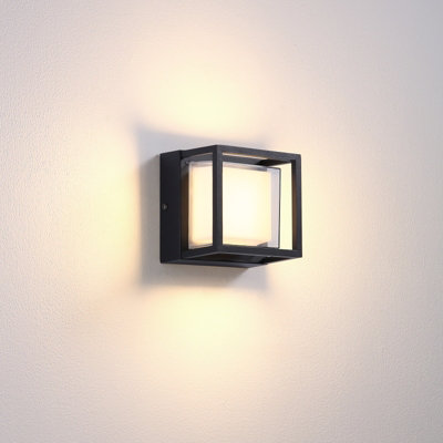 UltraBeam Black 7 Watt Square Outside LED Wall Light - IP65 Rated ...