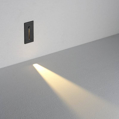 UltraBeam Black Recessed Indoor Wall Light - Movement Sensor - Low ...