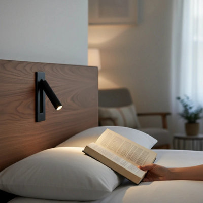 UltraBeam Black Recessed Wall Mounted Bedside Reading Light 3 Watt ...