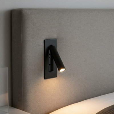 UltraBeam Black Recessed Wall Mounted Bedside Reading Light 3 Watt ...