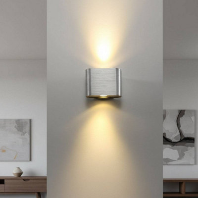 UltraBeam Brushed Aluminium Up and Down Indoor LED Wall Light 2 Watt ...