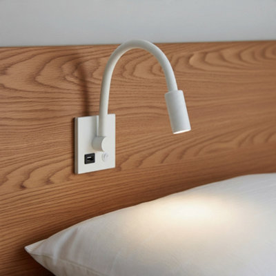 UltraBeam White Wall Mounted Recessed Bedroom Reading Light With a ...