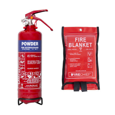 UltraFire 1kg Dry Powder Fire Extinguisher with Fire Blanket