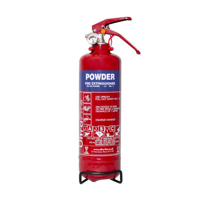 UltraFire 1kg Dry Powder Fire Extinguisher with Wall Bracket - Suitable ...