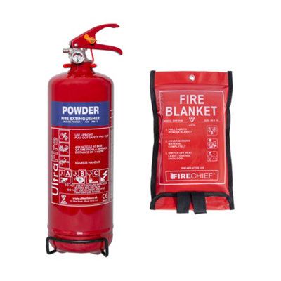 UltraFire 2kg Dry Powder Fire Extinguisher with Fire Blanket DIY at B&Q