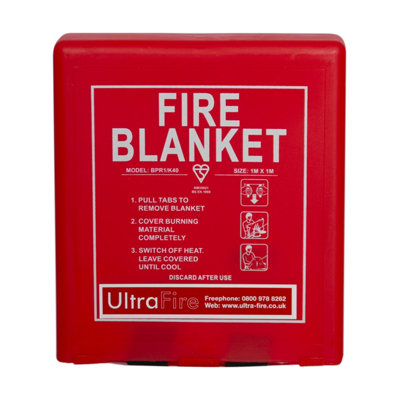 UltraFire Rigid Case 1.0 x 1.0m  Fire Blanket - Certified to BS EN 1869:2019
