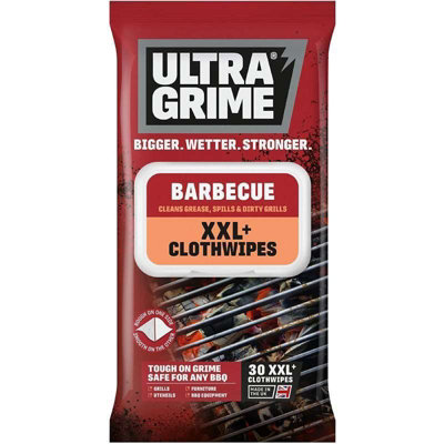 UltraGrime LIFE BBQ XXL+ Clothwipes 30pk - Extra-Large, Extra-Thick BBQ Cleaning Wipes