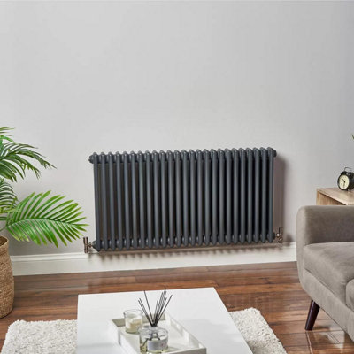 Ultraheat Anthracite 3 Column Radiator 600x1130x100mm Hot Water, 1952W ...