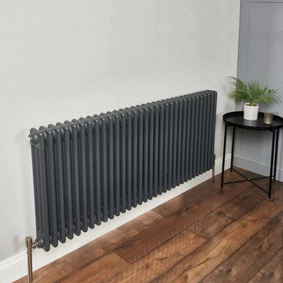 Ultraheat Anthracite 3 Column Radiator 600x1440x100 mm Hot Water, 1952W ...