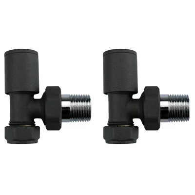 Ultraheat Cylindrical-25 Manual Angled Radiator Valve Pair, Anthracite ...