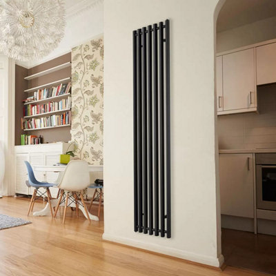 Ultraheat Trojan Radiator 1300x390 mm Black Steel, Hot Water/Electric ...
