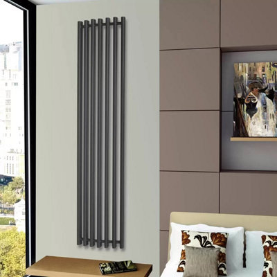 Ultraheat Trojan Radiator 1760 x 390 mm Black Steel, Hot Water/Electric ...
